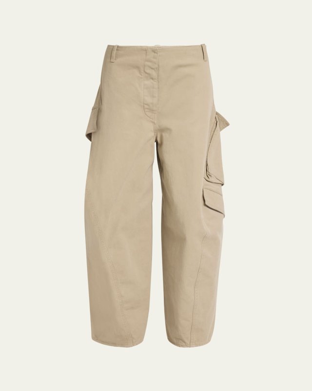 Mid-Rise Washed Chino Barrel-Leg Cargo Trousers